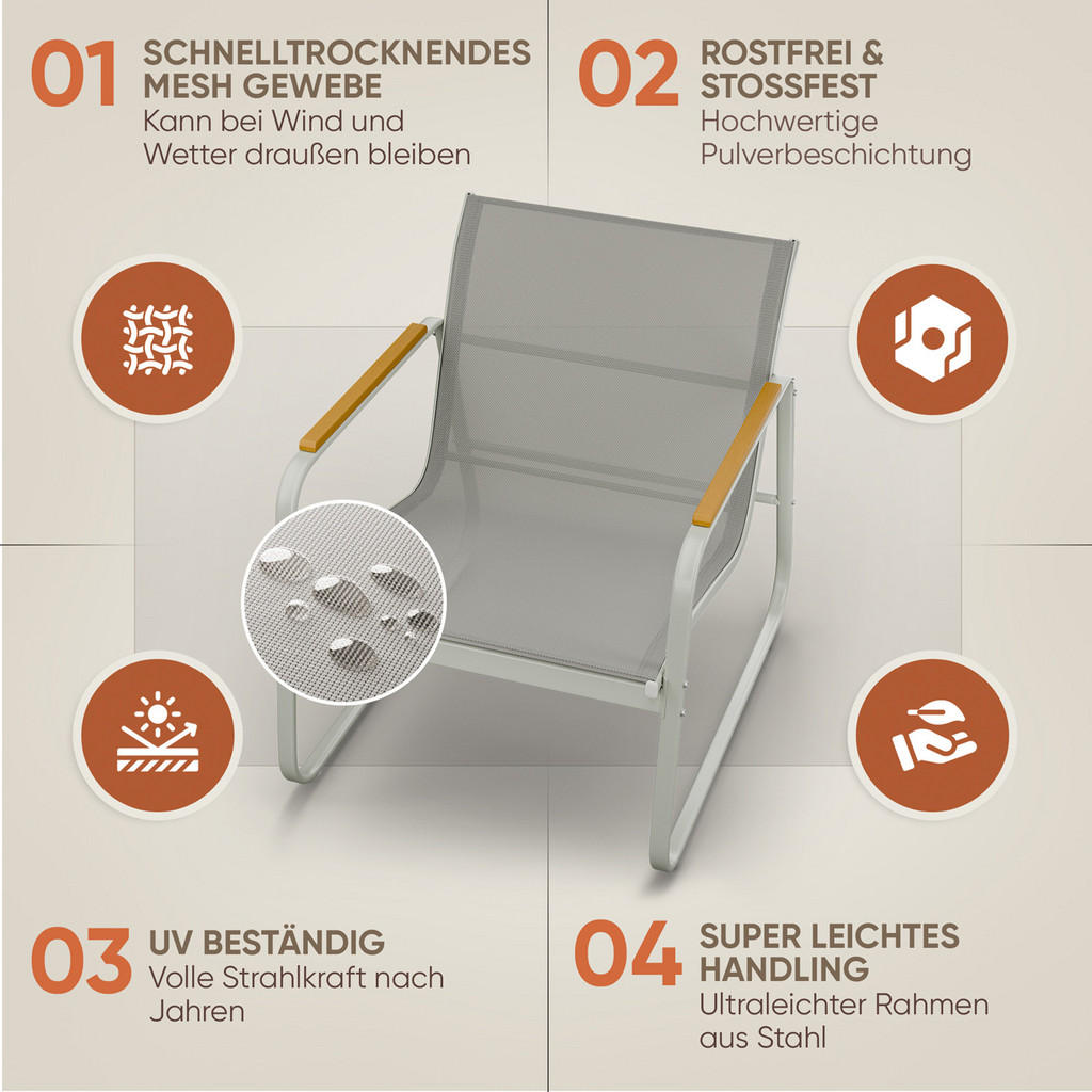 Thumbnail - Blumtal Gartenmöbel, Grau, Metall, 4, Gartenmöbel, Gartenmöbel-Sets