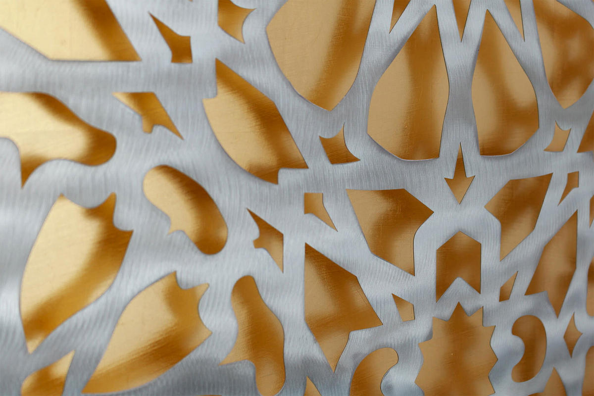 METALLBILD Gold 80/80 cm - Silberfarben/Goldfarben, Metall (3/80cm) - KUNSTLOFT