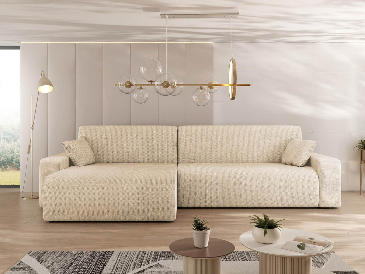 ECKSOFA Piano - Schwarz/Naturfarben, Holz/Kunststoff (274/145cm) - MIRJAN24