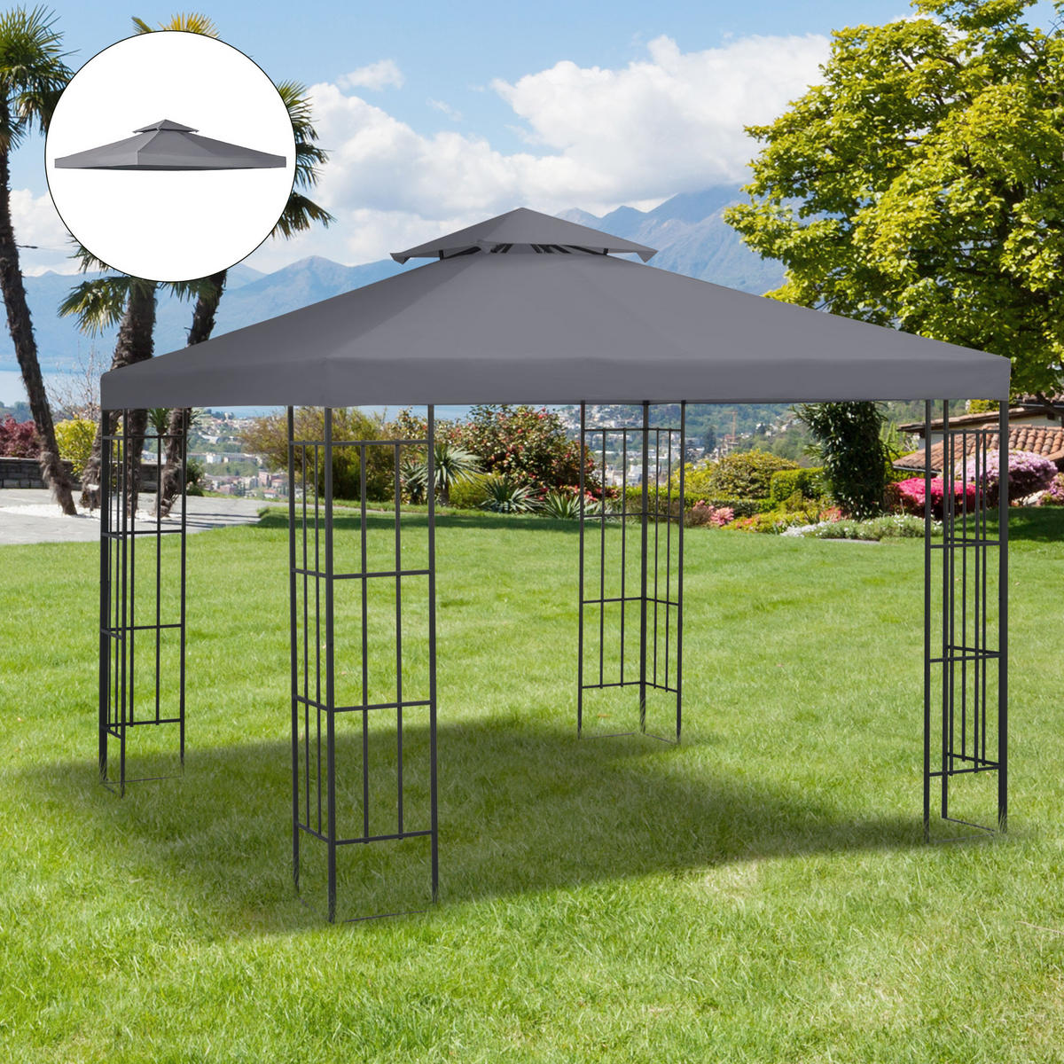 ERSATZDACH für Gartenpavillon DE-12559 3x3 m Grau - Grau, Textil (300/1/300cm) - ComfortXL