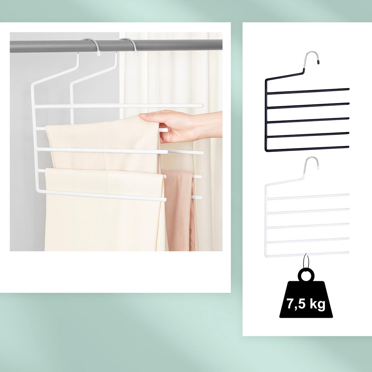 MEHRFACHHOSENBÜGEL Set - Schwarz, Kunststoff/Metall (32/35/0.5cm) - Relaxdays