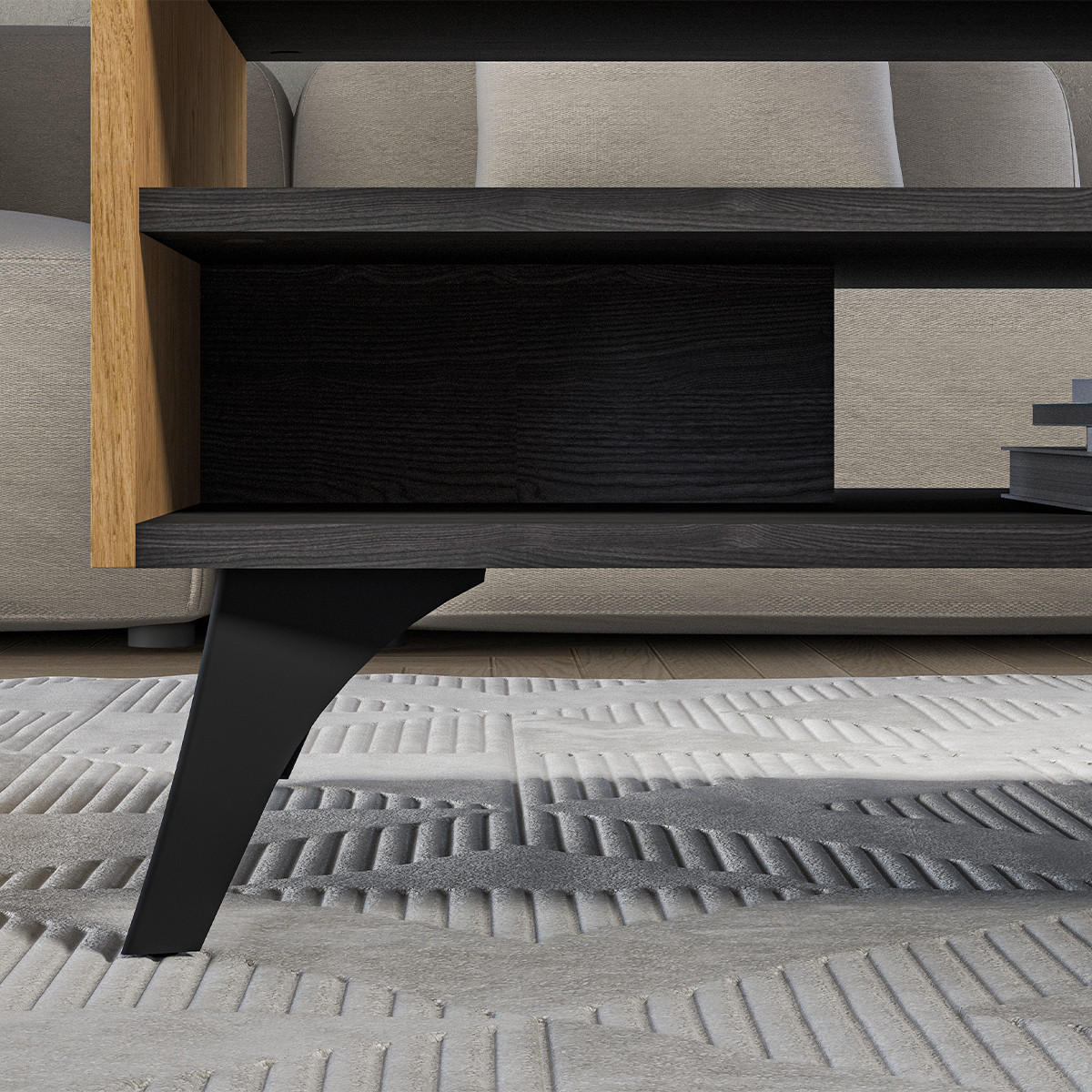 COUCHTISCH Soah Holz und Schwarz - Schwarz, Holzwerkstoff (60/90/40cm) - Petits-meubles