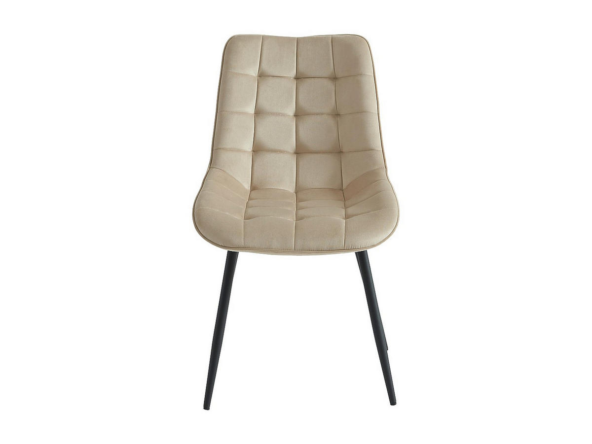 POLSTERSTUHL 6er-Set - Samt & schwarzes Metall - Beige - OLLUA - Beige, Textil (60/87/49.5cm) - Vente-Unique