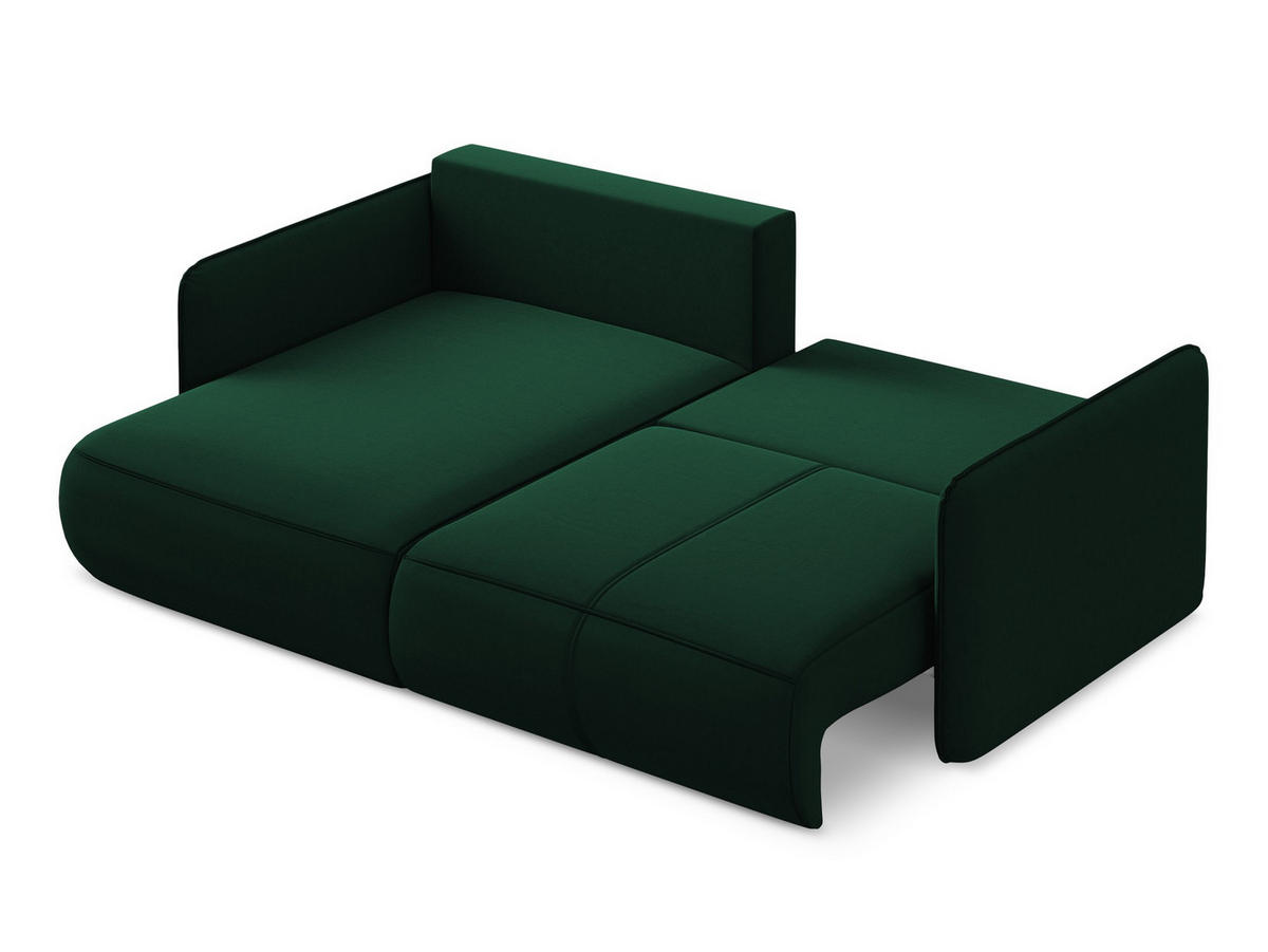ECKSOFA mit Schlaffunktion Samt Stoff Grün - Dunkelgrün/Schwarz, Kunststoff/Textil (148/207cm) - Makamii