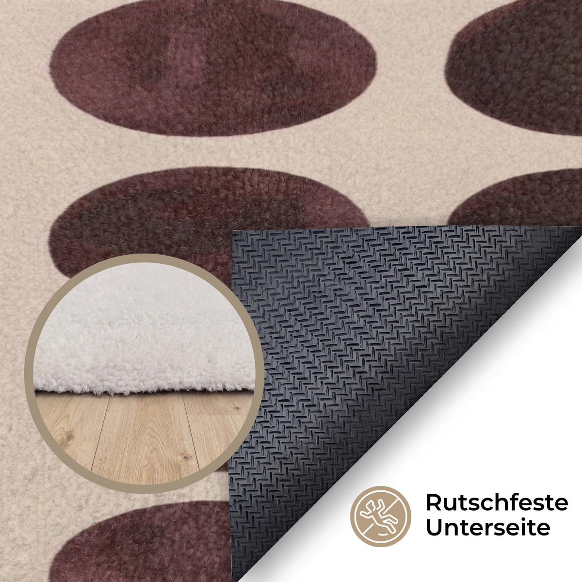 KOBERCE - Bodky - Vzor - Hnedý - 150x230 cm - tmavohnedá, textil/plast (150/0.4cm) - OnlyWow