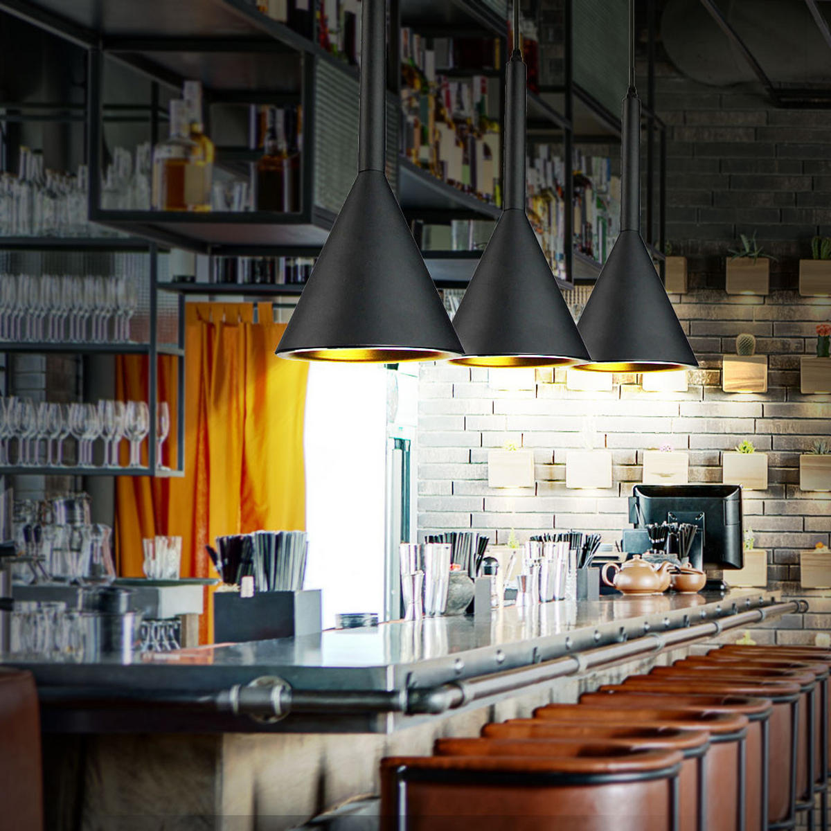 LED HÄNGELEUCHTE Schwarz Gold - Schwarz, Metall (16/35/108cm)