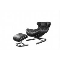 RELAXSESSEL LORNA Schwarz Leder - Silberfarben/Schwarz, Leder/Metall (87/80/110cm) - KAWOLA