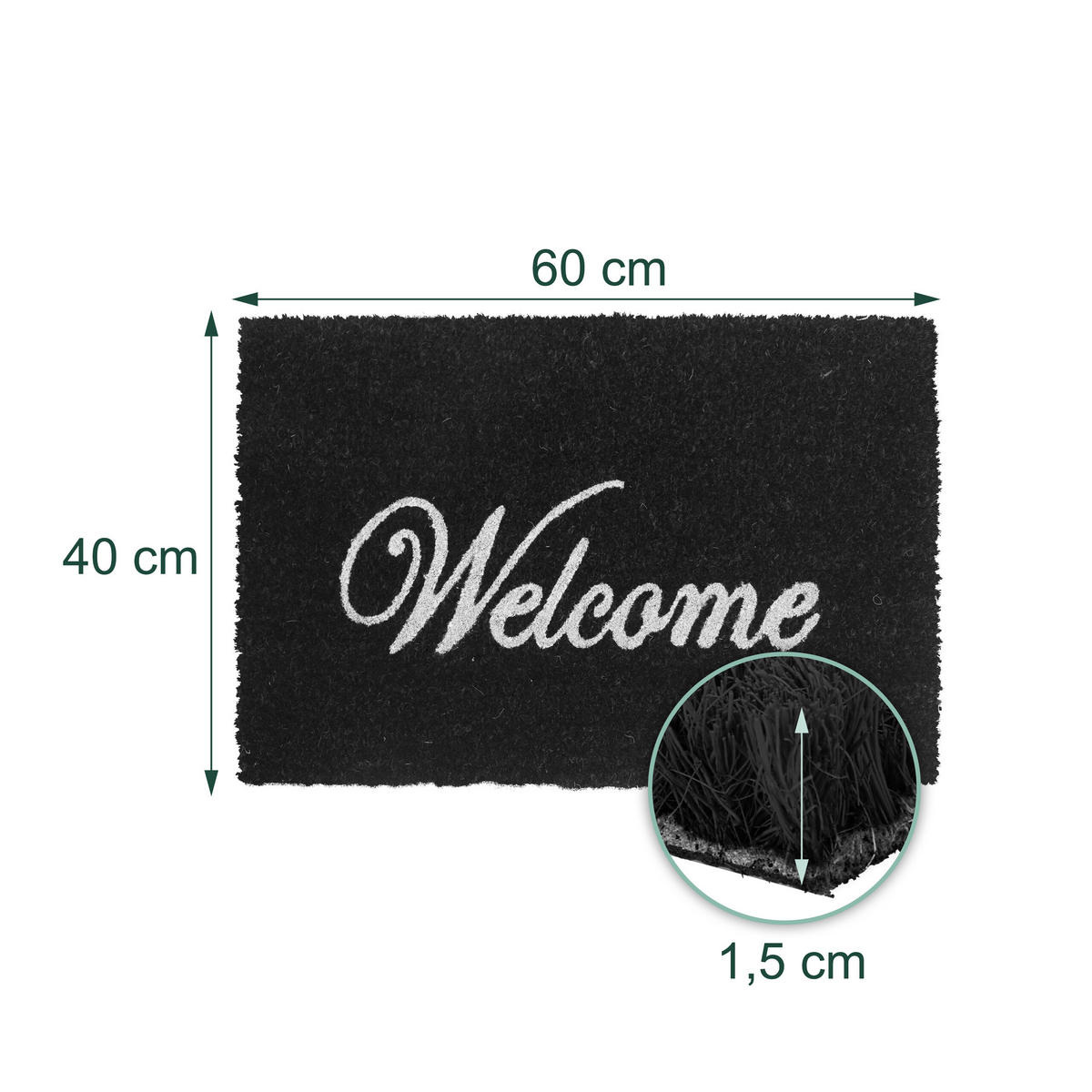 ROHOŽ - čierna, textil/plast (60/40cm) - Relaxdays