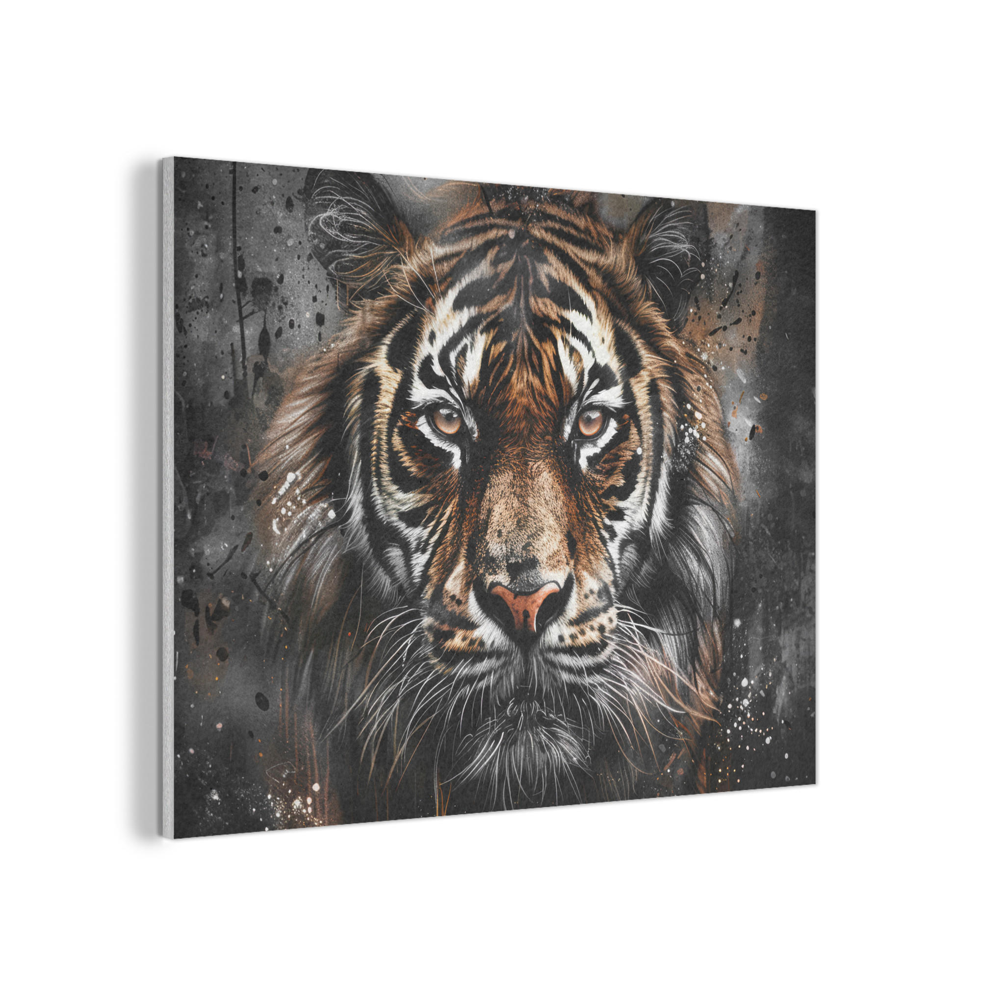 AKUSTIKPANEEL Tiger - Tiere - Porträt - Luxus - Schwarz 100x70 cm - Braun, Textil (100/0.9/70cm) - MuchoWow