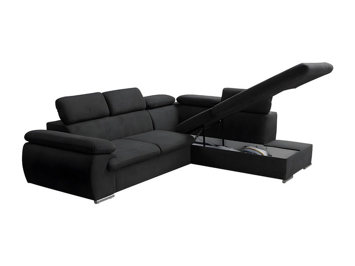 SCHLAFSOFA - 5 Personen - stoff - schwarz Fabien - Schwarz, Textil/Metall (271/76/221cm) - Vente-Unique