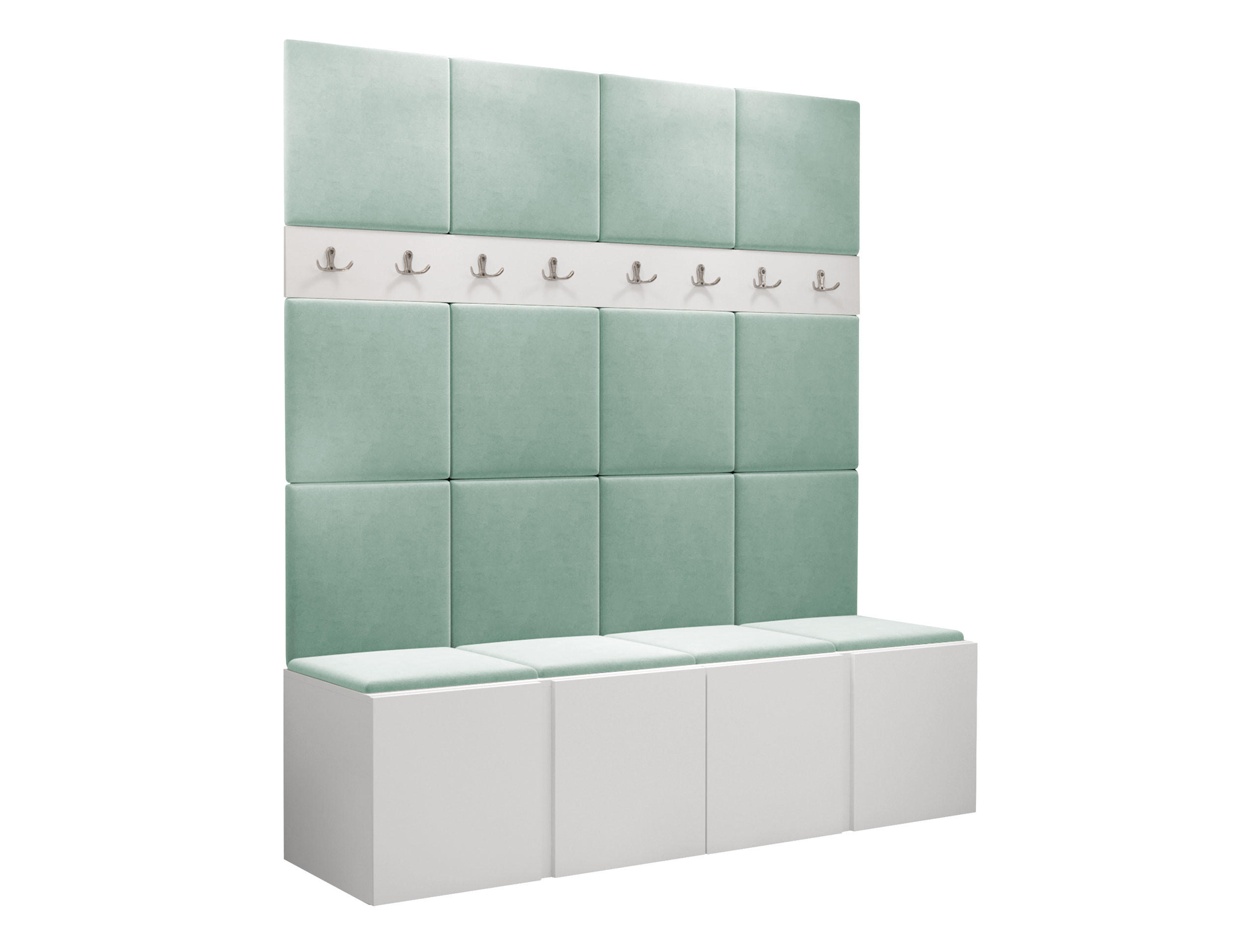 GARDEROBEN-SET Orion V - Weiß/Mintgrün, Holzwerkstoff/Kunststoff (168/186/46cm) - MIRJAN24