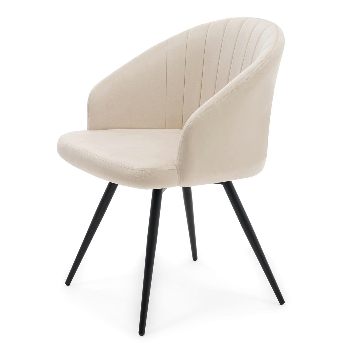 STUHL MODENA drehbar gepolsterter mit Steppung - beige - Samt Velour - Beige/Schwarz, Textil/Metall (57/80/59cm) - NEW HOME