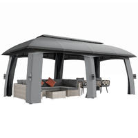 PAVILLON, Partyzelt, mit Fliegennetzen, Winddach, bis 15 Personen, dunkelgrau, 3 x 6 x 3 m - Dunkelgrau, Metall (300/278/600cm)