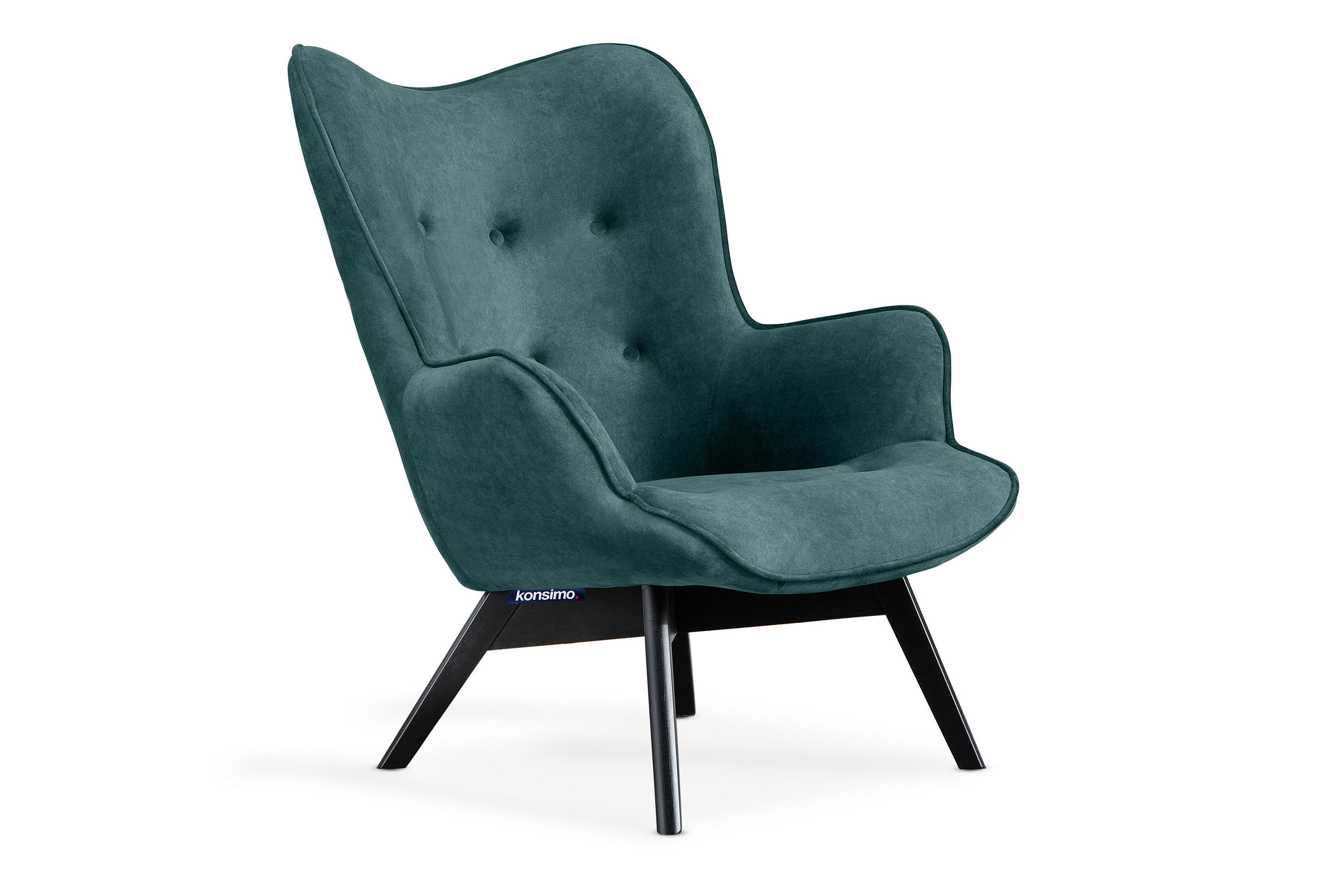 SESSEL GLORI mit Armlehnen, Blaugrün - Blau/Schwarz, Holz/Textil (78/94/88cm) - KONSIMO®