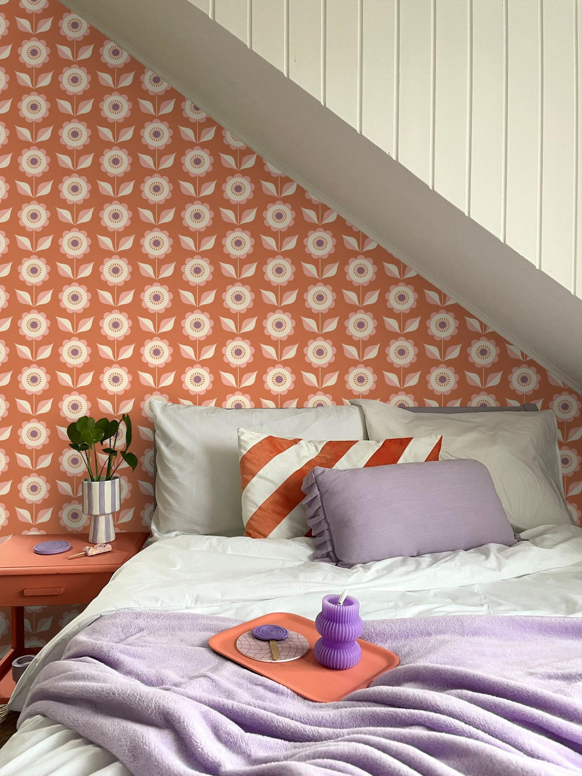TAPETE Blumen 50 x 900 cm - Orange, Papier (50/900cm) - ESTAhome