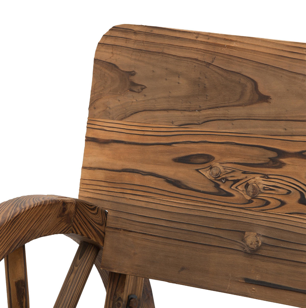 ZAHRADNÍ lavice z masivního dřeva 114x58x80 cm tmavě hnědá s opěradlem a područkami v designu kola - tmavě hnědá, kompozitní dřevo (114/80/58cm) - Modfu