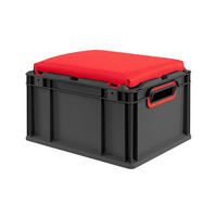 EUROBOX NextGen Seat Box Rot, HxBxT 26,5x30x40cm, 20 Liter, Griffe offen, Schwarz - Schwarz, Kunststoff (30/26.5/40cm) - PROREGAL