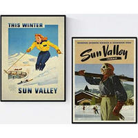 POSTER Set Mit 2 Vintage Ski Usa A4 Rahmenlos - Klar, Papier (29.7/5/21cm) - Nacnic