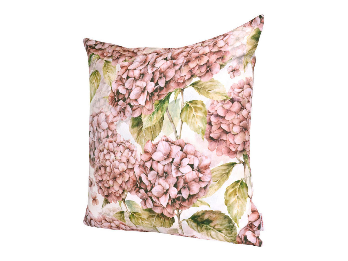 KISSENHÜLLE Landlust-Hortensie burgundy-rose 40/40 cm - Hellrosa/Dunkelrosa, Textil (40/40cm) - beties Heimtextil