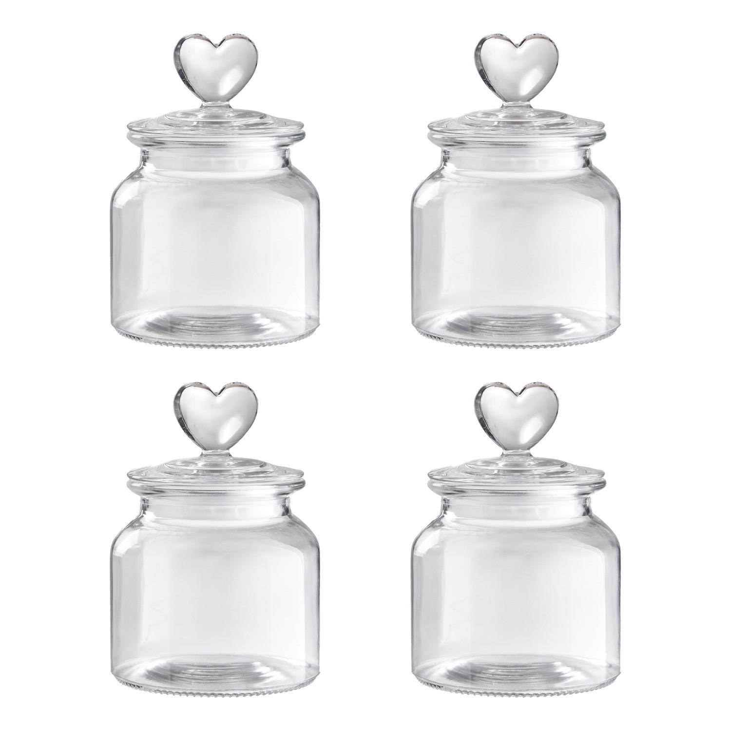 AUFBEWAHRUNGSGLAS (4er-Set) Sweet Hearts mit Herzen - Transparent, Glas/Kunststoff (10/15/10cm) - Butlers