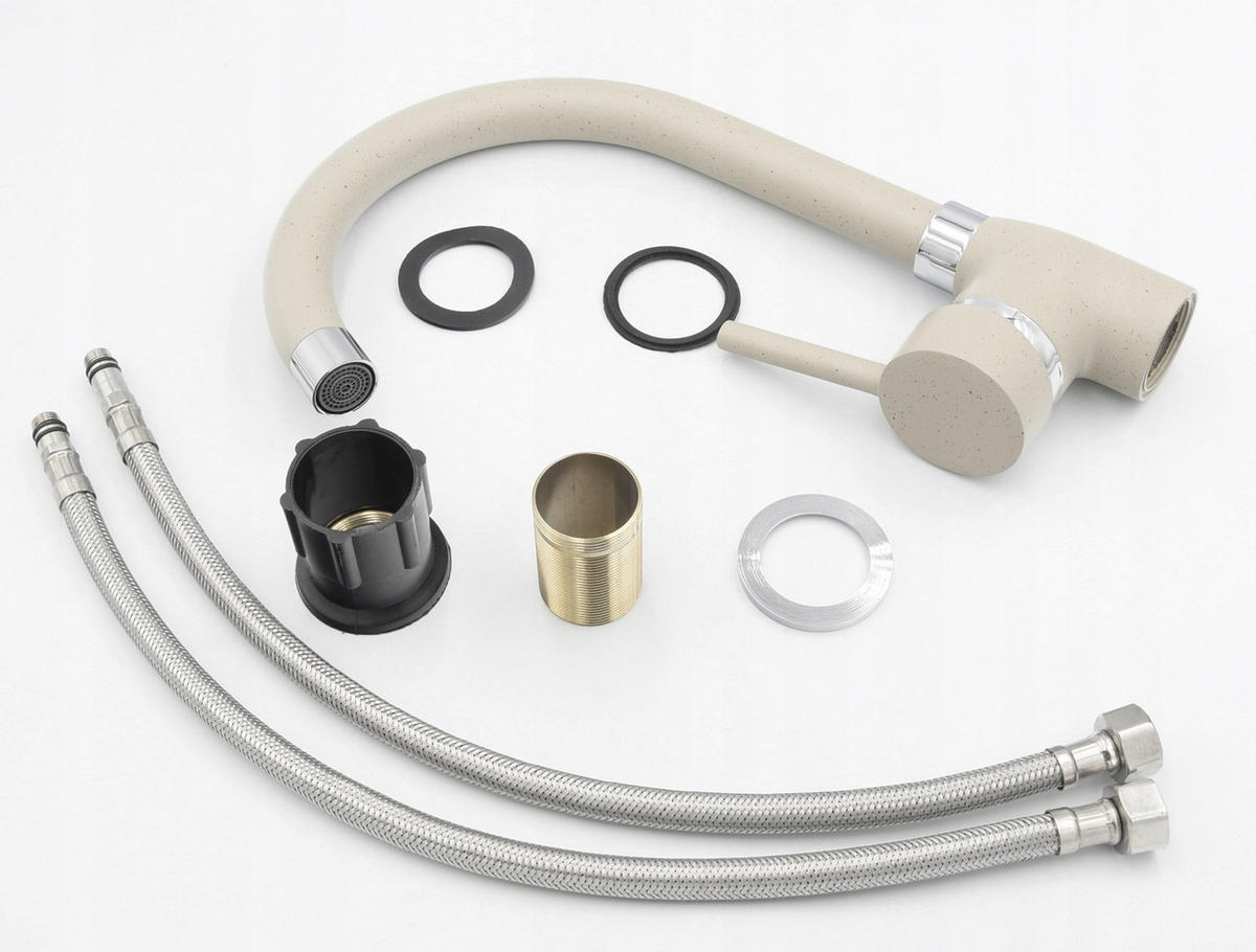 SPÜLBECKEN Poli mit Batterie - Beige, Kunststoff (50/34/21cm) - Granitan