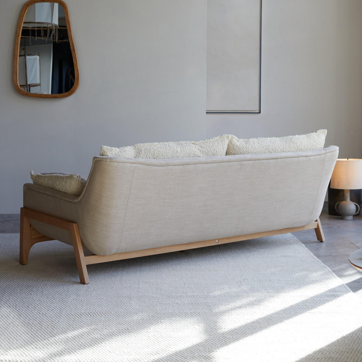 SOFA Woodnest Beige aus Stoff - Beige, Textil (216/77/93cm) - Tikamoon