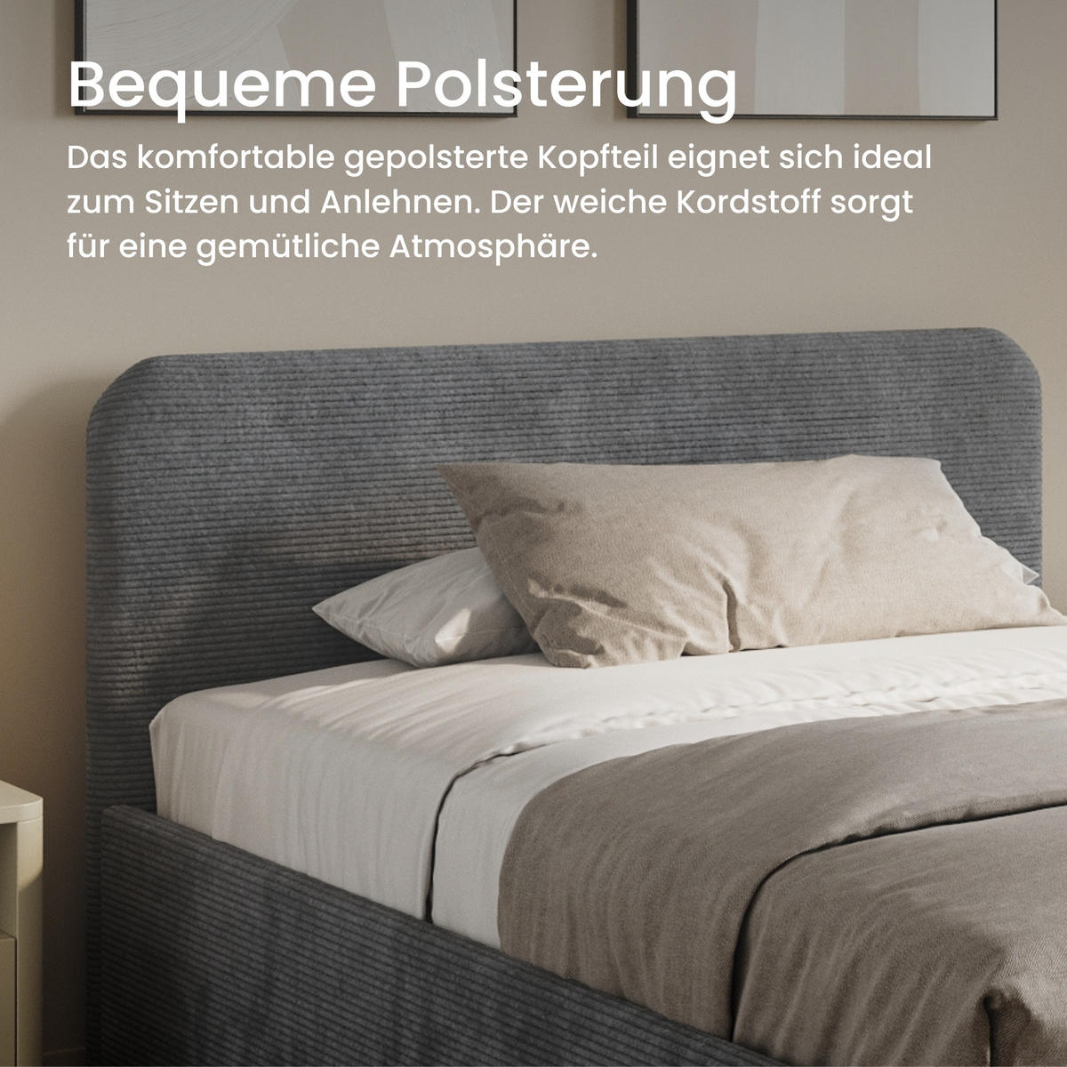 POSLTERBETT mit Bonnell-Matratze 120x200 cm in Anthrazit - Anthrazit, Holzwerkstoff/Textil (120/200cm) - Home Collective