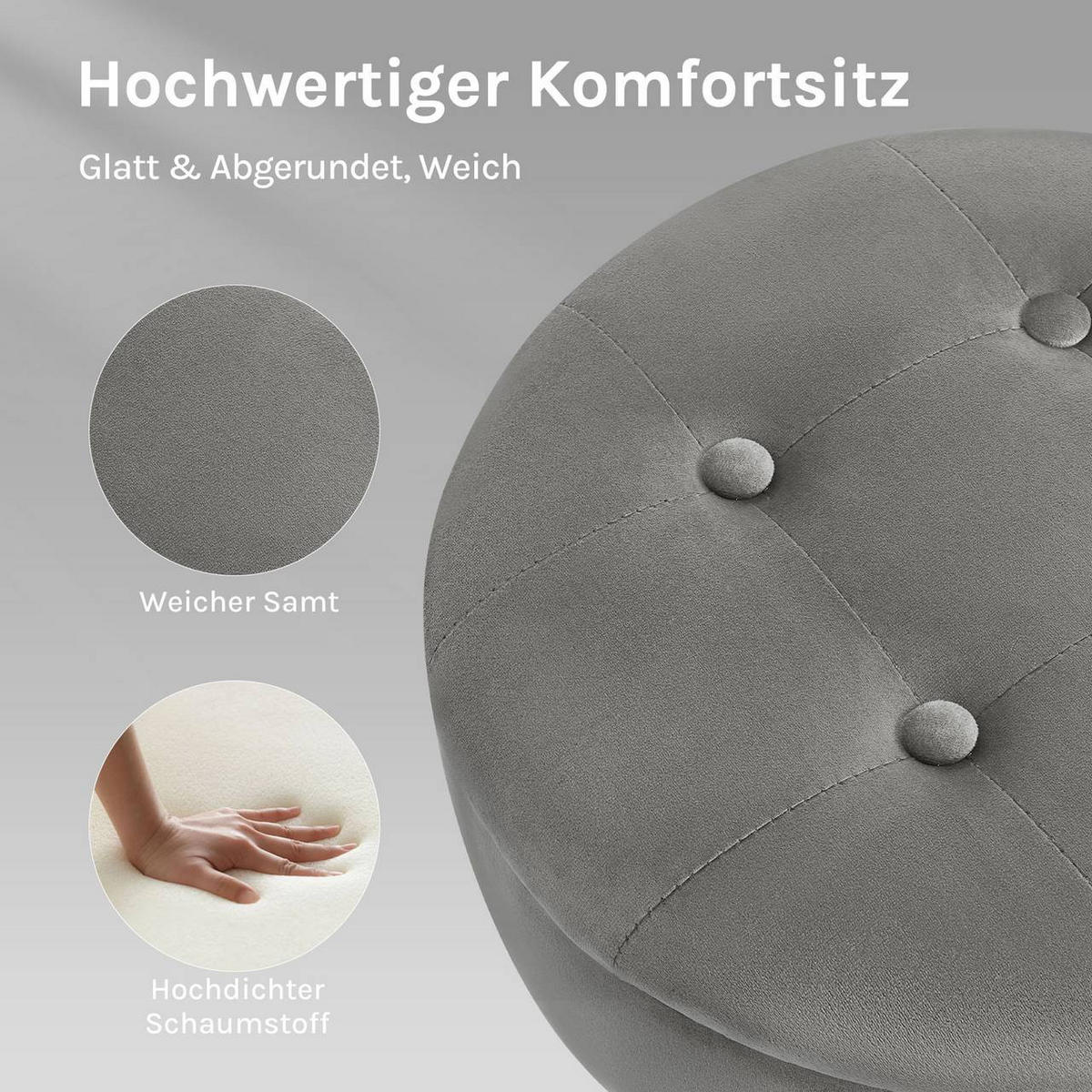 BARHOCKER 4er Set, drehbar, Samt, Hellgrau - Hellgrau/Schwarz, Textil/Metall (39/60.5/39cm) - Woltu