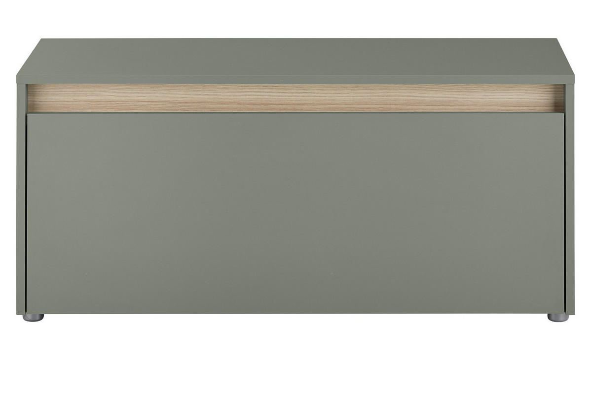 GARDEROBENBANK Salbei grün und Eiche, Schuhbank mit 4 Fächern, Breite 100 cm - Salbeigrün/Eichefarben, Holz/Holzwerkstoff (100/45/40cm) - Furn.Design