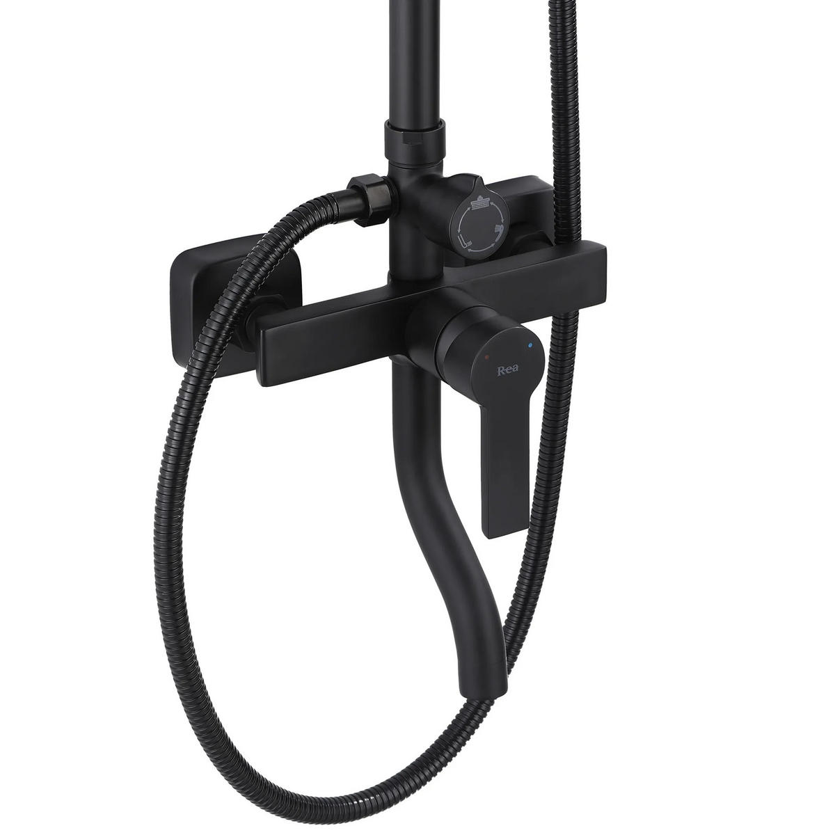 DUSCHGARNITUR Rea Argus Black Matt - Schwarz, Metall (23/144/44cm) - REA