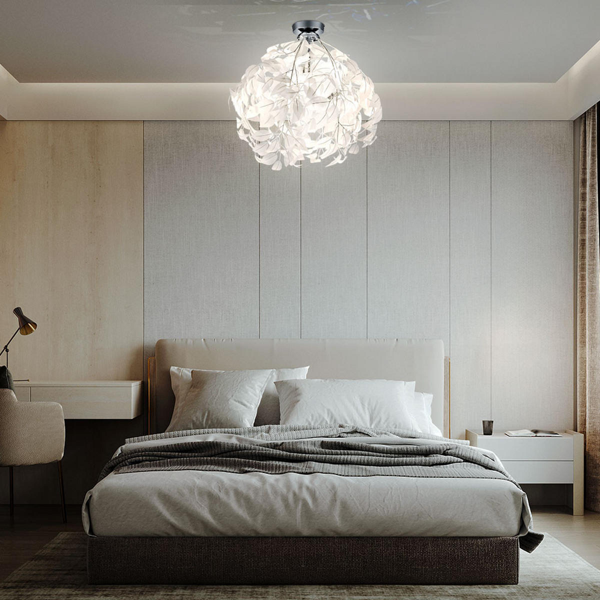 DECKENLEUCHTE Metall Chrom Weiß - Silberfarben, Metall (38/38/58cm)