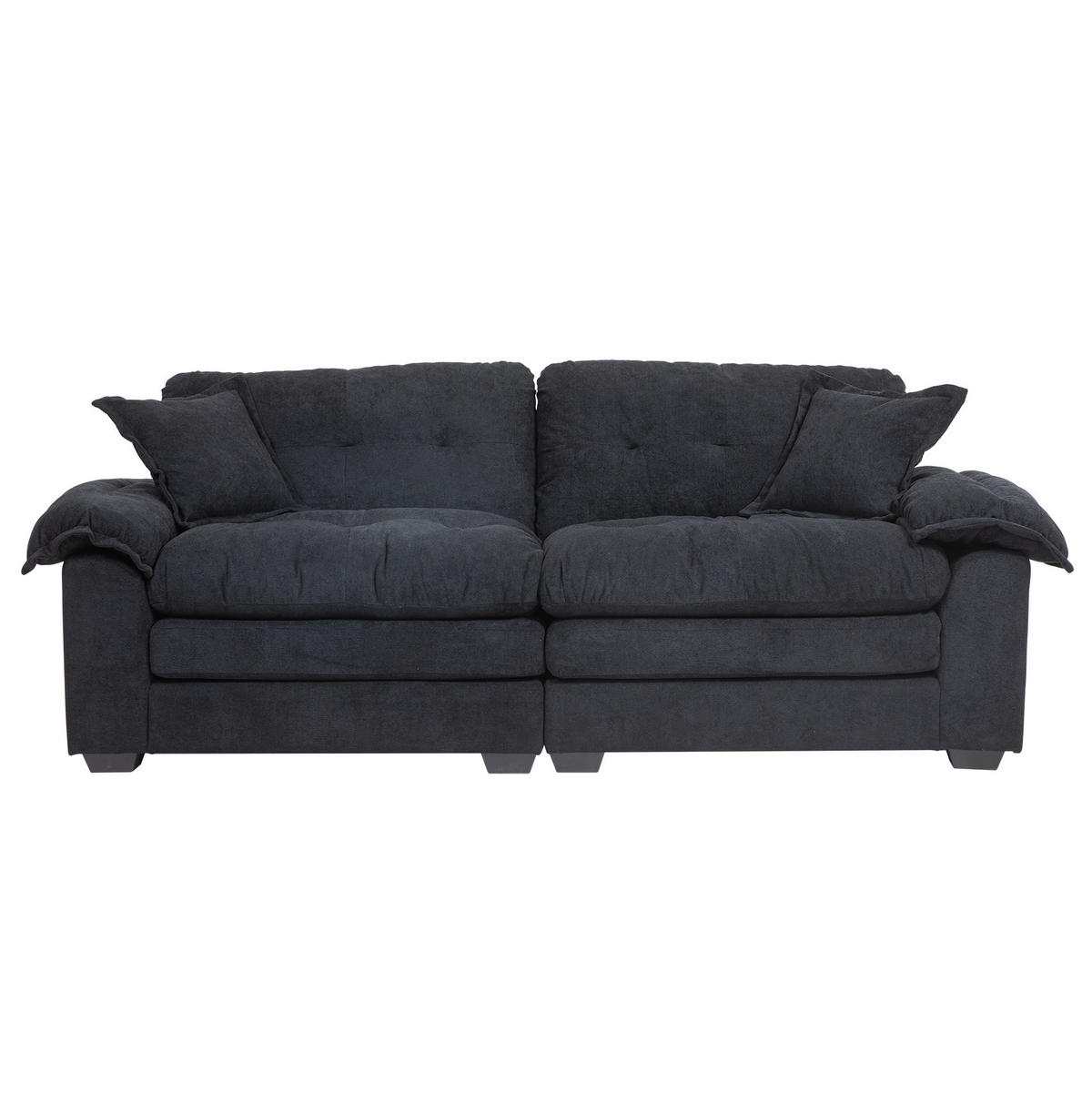 SOFA 2-Sitzer tiefer Sitz 214 x 89 x 93 cm Chenille Schwarz - Schwarz, Kunststoff (214/93/89cm) - Meubliv