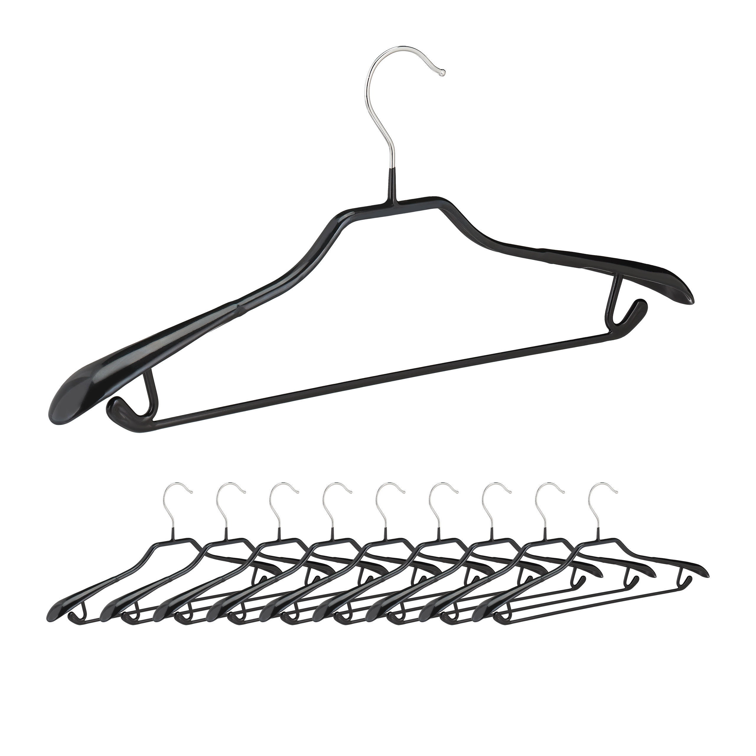 GALGE Svart 10-pack halkfri metall med byxstång 19.5/44/3 cm