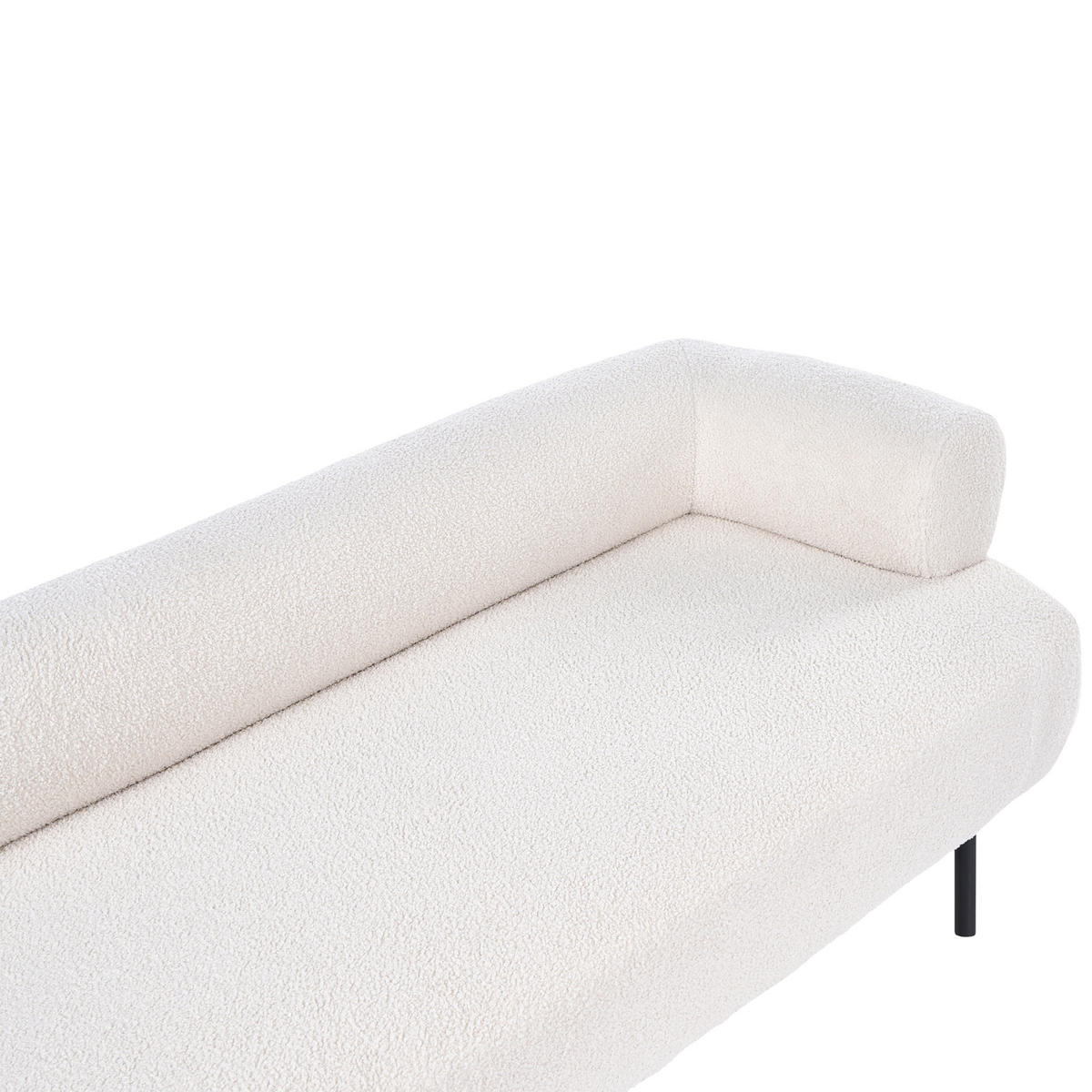 ČALOUNĚNÉ LEHÁTKO CHAISE LONGUE PRAVOSTRANNÉ Bouclé Krémově bílé Mirmande - bílá/černá, textil (153/65/70cm) - Beliani