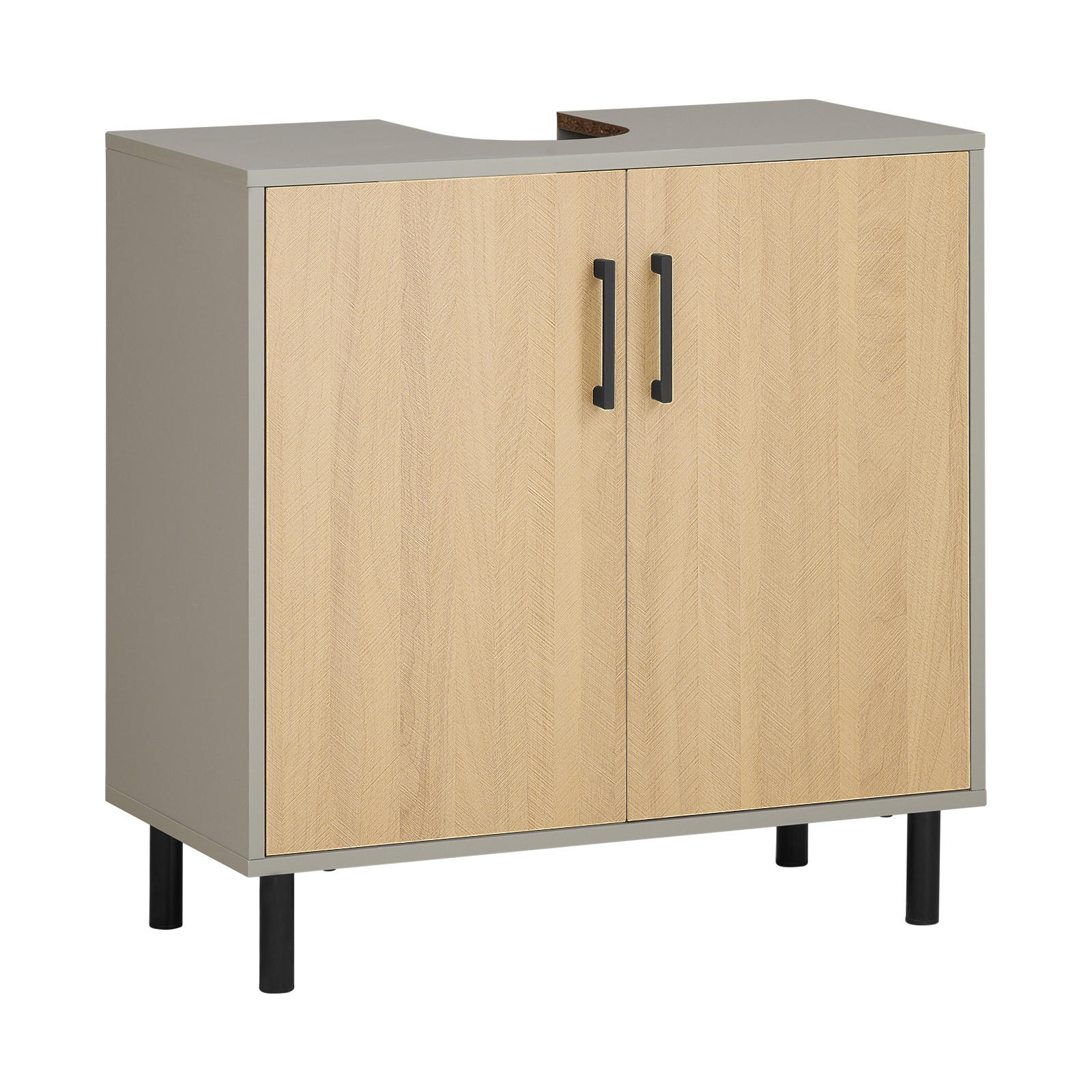 WASCHBECKENUNTERSCHRANK Grau - Naturfarben/Grau, Holzwerkstoff/Metall (60/60/30cm) - SoBuy