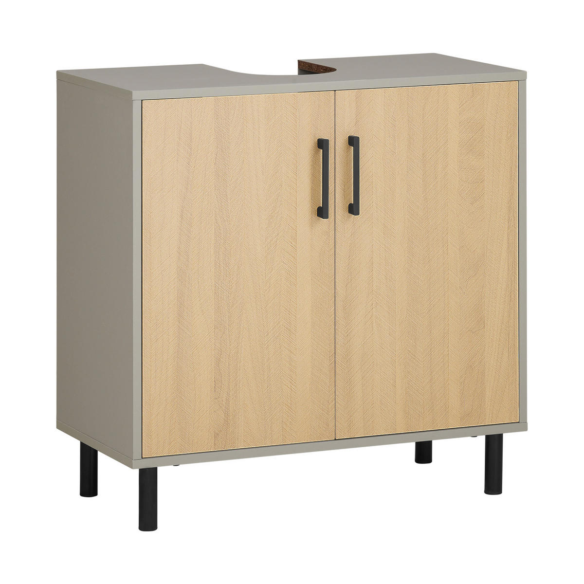 WASCHBECKENUNTERSCHRANK Grau - Naturfarben/Grau, Holzwerkstoff/Metall (60/60/30cm) - SoBuy
