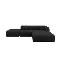ECKSOFA Ottomane Rechts OVLY-L 289x176x71 Schwarz Chenille - Schwarz, Holzwerkstoff/Kunststoff (289/176cm) - ALTDECOR