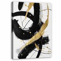 BILDER Abstrakt Gold Schwarz 100x70 - Multicolor, Holzwerkstoff (70/100cm) - Wallarena
