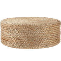 HANDGEFERTIGTER POUF Banno Elipse,58 x 22 cm, Belastbarkeit 150 kg,beige - Beige, Textil (58/22/58cm) - tectake