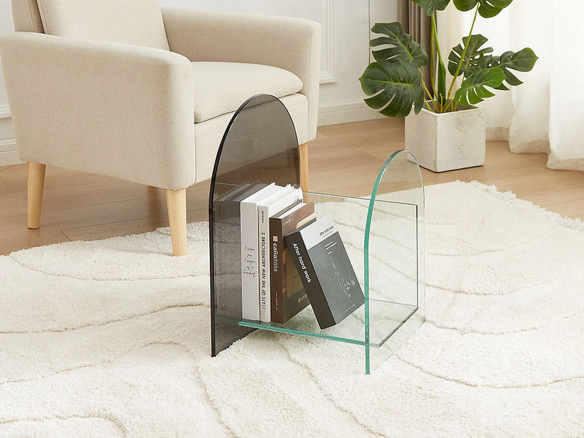 ZEITUNGSSTÄNDER - Sicherheitsglas - Transparent & Grau - DUSILLA - Transparent, Glas (35/55/45cm) - Vente-Unique