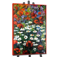 GEMÄLDE Blühende Weiten Schattenfugenrahmen Rot 120x80 cm - Rot, Holz (120/80cm) - YS-art gallery