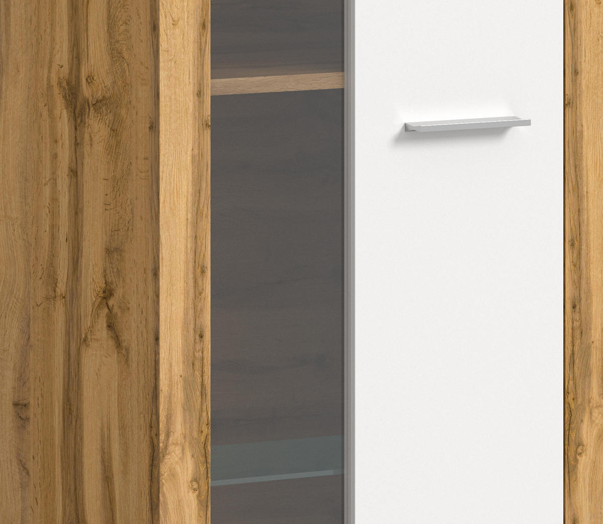 VITRINE JAM (B/H/T: ca. 60/159/35 cm) in Wotan Eiche Nachbildung/weiß - Eiche Wotan, Holzwerkstoff (60/159/35cm)