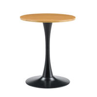 BEISTELLTISCH 60/60/72 cm mit runder Tischplatte, Thermoform-Oberfläche und stabilem Metallfuß, Schwarz/Holzfarben - Naturfarben, Holzwerkstoff (60/60/72cm) - Redom