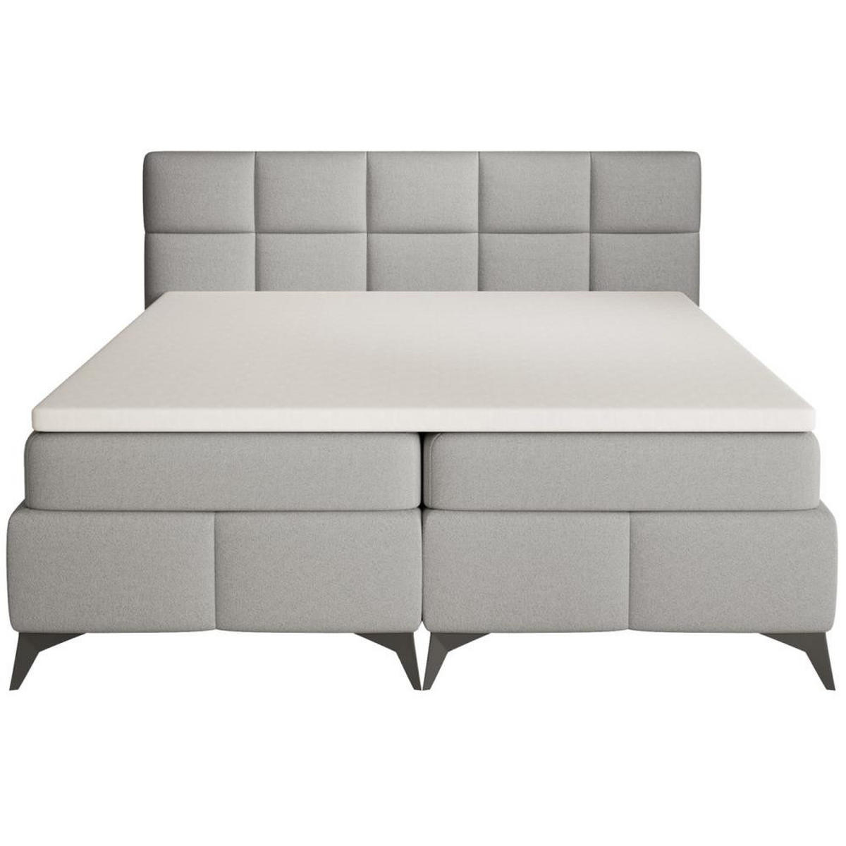 BOXBETT Solido mit Bettkasten 180x200 cm hellgrau - Hellgrau/Schwarz, Textil/Metall (180/200cm) - Beautysofa