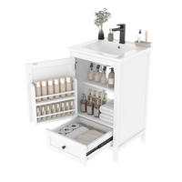 WASCHTISCHKOMBI 51/46/85 cm Weiß aus Keramik und MDF mit verstellbarem Regal - Weiß, Holzwerkstoff (51/85/46cm) - OKMYHOME