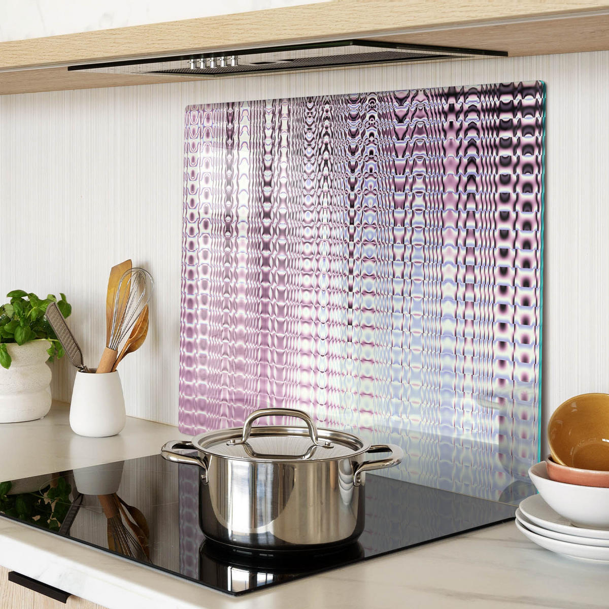 GLASPLATTE 60x52 cm Fraktale Grafiken - Weiß, Glas (60/0.4/52cm) - TULUP
