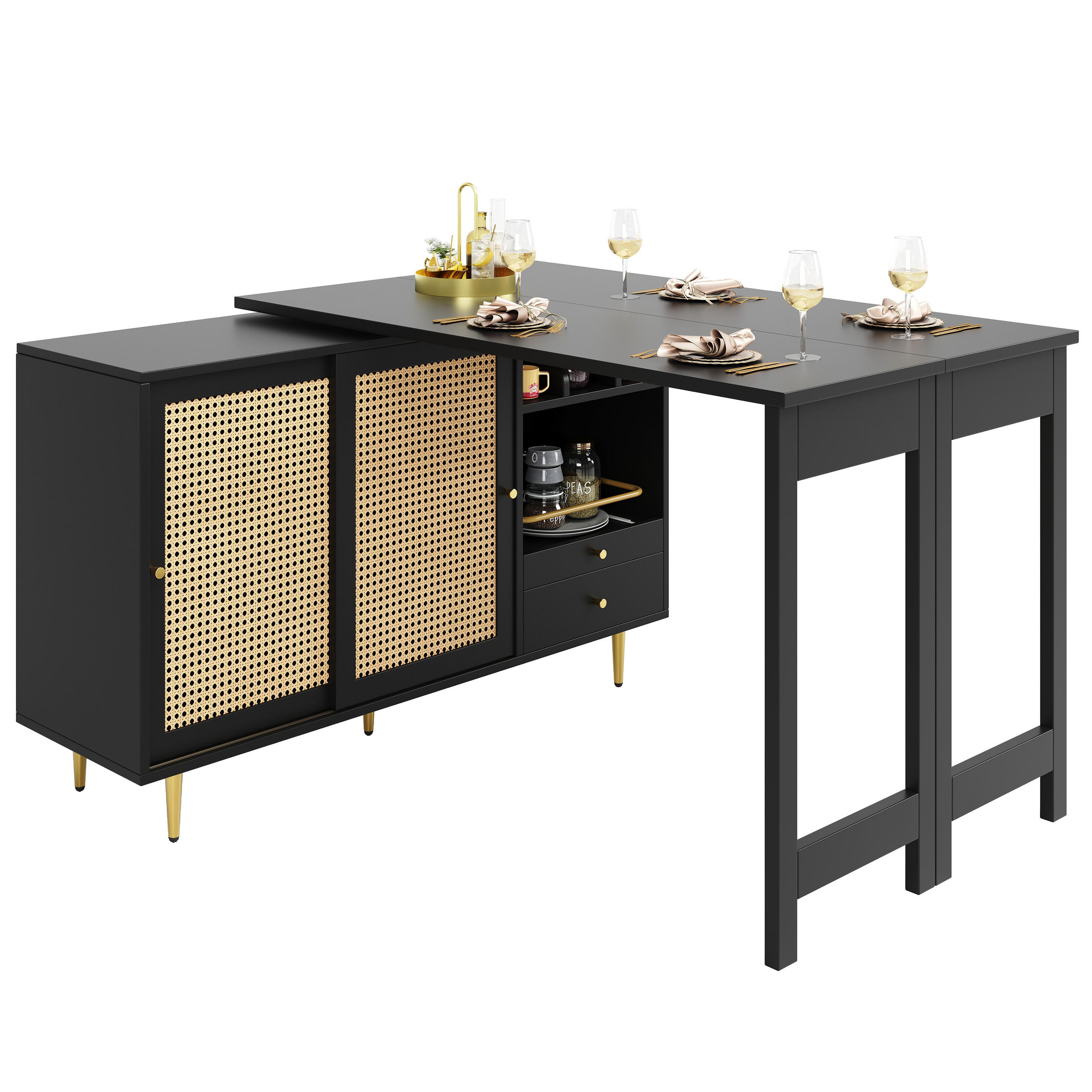 BARTISCH Schwarz 107/40/71,4 cm - Schwarz, Holzwerkstoff (40/76/187cm) - Urban Meuble
