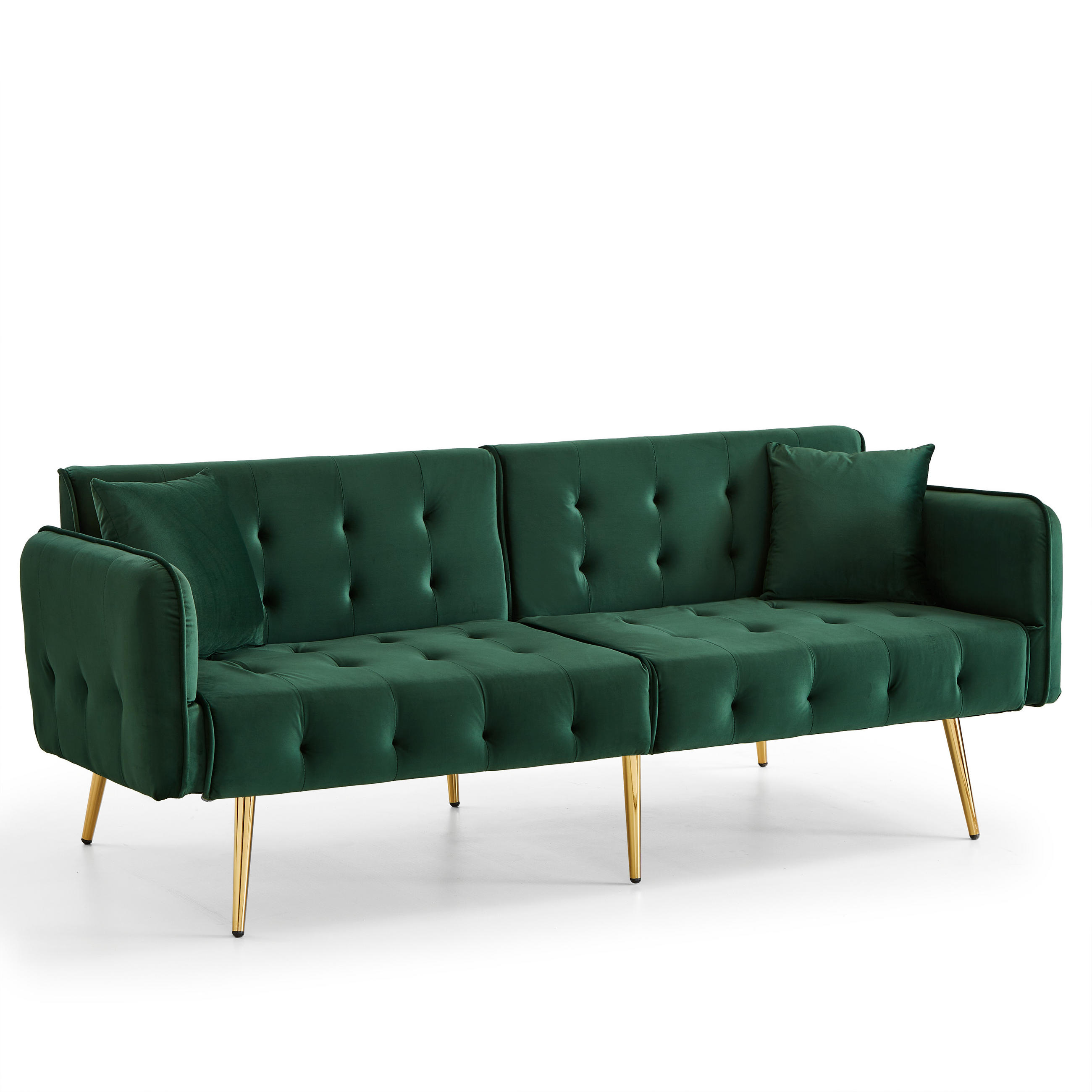2-SITZER SCHLAFSOFA Samt Grün mit Bettfunktion - Grün, Holzwerkstoff/Textil (178/70/82cm) - WISHDOR