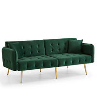 2-SITZER SCHLAFSOFA Samt Grün mit Bettfunktion - Grün, Holzwerkstoff/Textil (178/70/82cm) - WISHDOR
