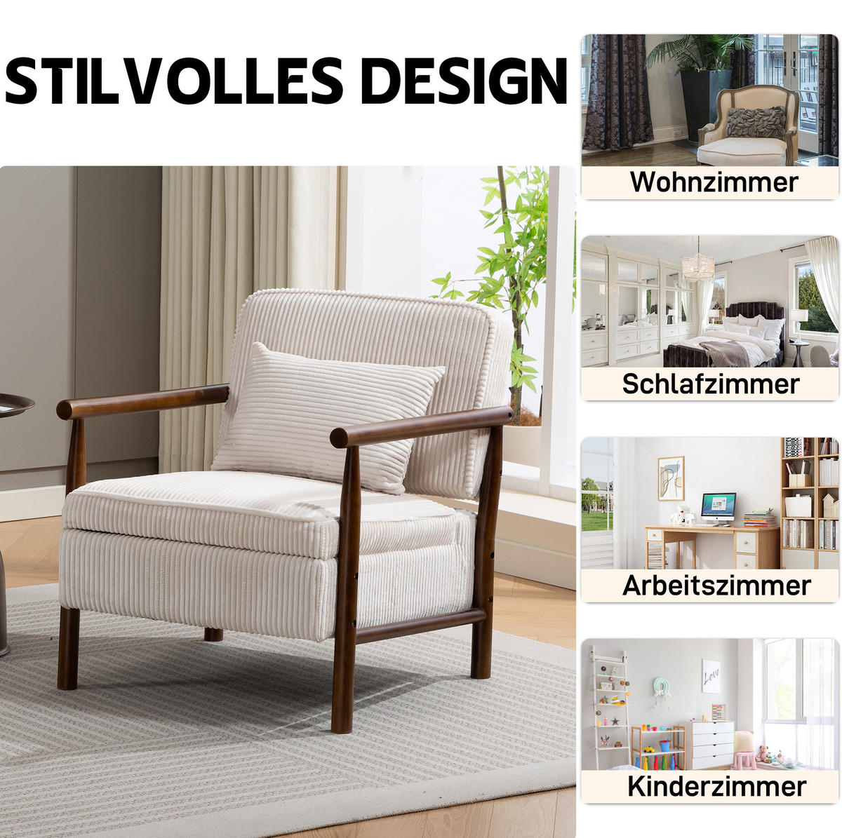 SESSEL 83/66/73 cm weiß aus Samt mit Stauraum und Lendenkissen - Weiß, Textil (66/73/83cm) - OKWISH